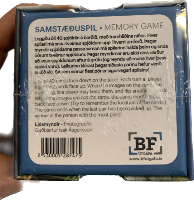 Memory Card Play Game Icelandic Birds/Icelandic Nature/Icelandic Animals Memory Card Play Game Icelandic Birds/Icelandic Nature/Icelandic Animals
